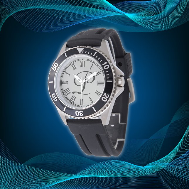 Minimaal enkelvoudig Initiaal Monogram Romeinse ci Horloge (Creator heeft geüpload)