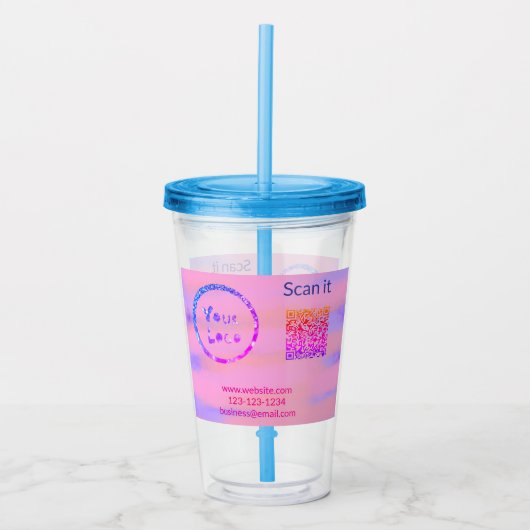 Minimaal enkelvoudig q r code add logo san code na acryl drinkbeker (Voorkant)