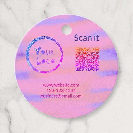 Minimaal enkelvoudig q r code add logo san code na bedankjes labels (Voorkant)