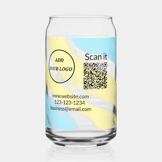 Minimaal enkelvoudig q r code add logo san code na blikvorm glas (Voorkant)