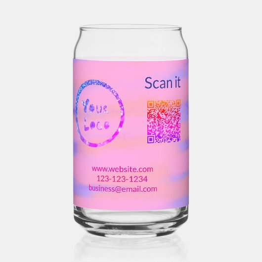 Minimaal enkelvoudig q r code add logo san code na blikvorm glas (Voorkant)