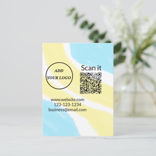 Minimaal enkelvoudig q r code add logo san code na briefkaart (Staand voorkant)