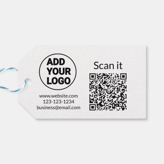 Minimaal enkelvoudig q r code add logo san code na cadeaulabel (Achterkant Horizontaal)