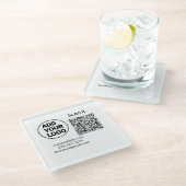 Minimaal enkelvoudig q r code add logo san code na glazen onderzetter (Schuin)