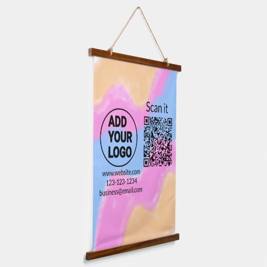 Minimaal enkelvoudig q r code add logo san code na hangend wandkleed (Gebogen)