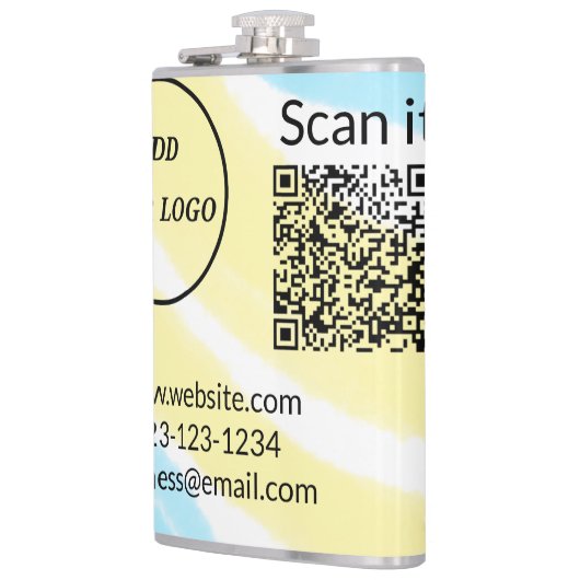 Minimaal enkelvoudig q r code add logo san code na heupfles (Links)