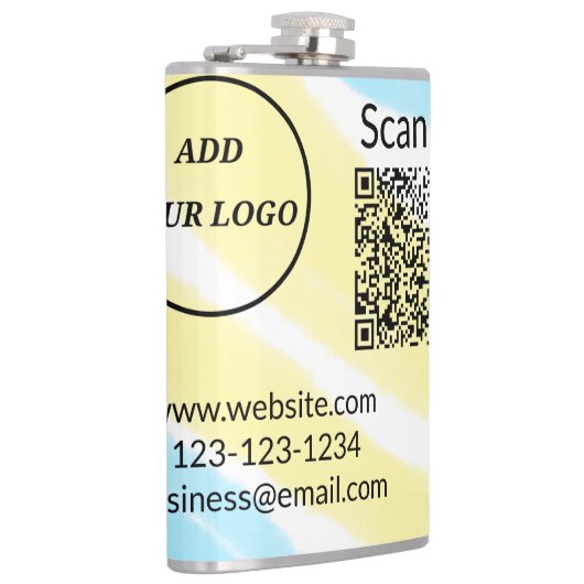 Minimaal enkelvoudig q r code add logo san code na heupfles (Rechts)