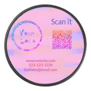 Minimaal enkelvoudig q r code add logo san code na hockey puck