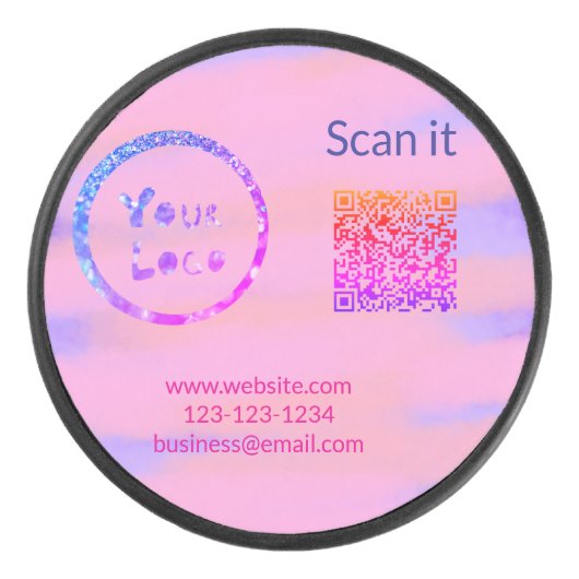 Minimaal enkelvoudig q r code add logo san code na hockey puck (Voorkant)