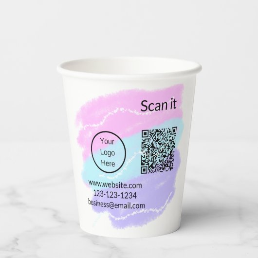 Minimaal enkelvoudig q r code add logo san code na papieren bekers (Achterkant)