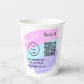 Minimaal enkelvoudig q r code add logo san code na papieren bekers (Voorkant)