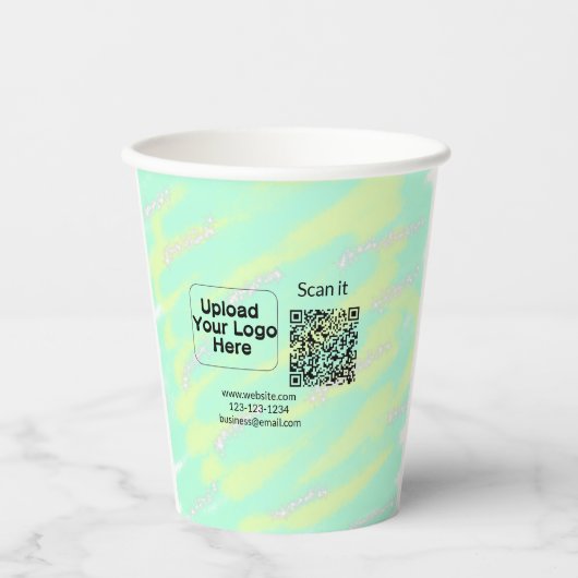 Minimaal enkelvoudig q r code add logo san code na papieren bekers (Voorkant)
