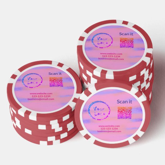 Minimaal enkelvoudig q r code add logo san code na poker chips (Opstapeling)