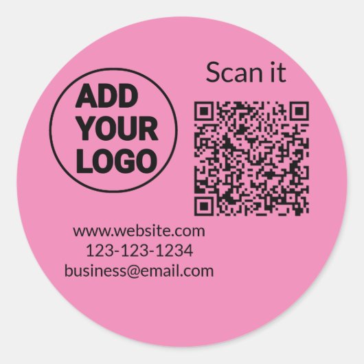 Minimaal enkelvoudig q r code add logo san code na ronde sticker (Voorkant)