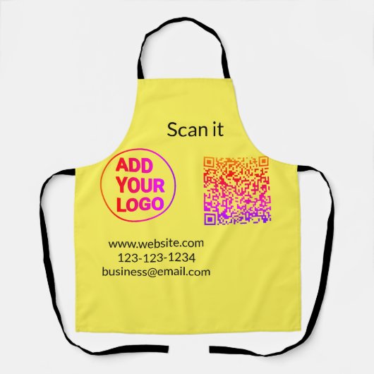 Minimaal enkelvoudig q r code add logo san code na schort (Voorkant)