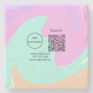 Minimaal enkelvoudig q r code add logo san code na stenen onderzetter