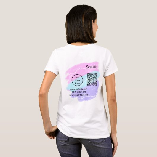 Minimaal enkelvoudig q r code add logo san code na t-shirt (Achterkant volledig)