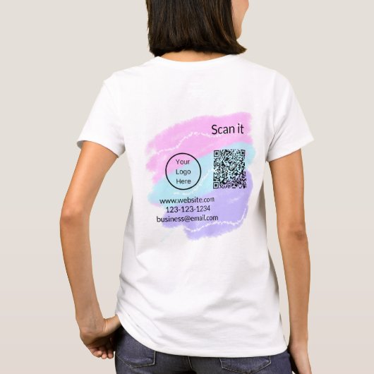 Minimaal enkelvoudig q r code add logo san code na t-shirt (Achterkant)
