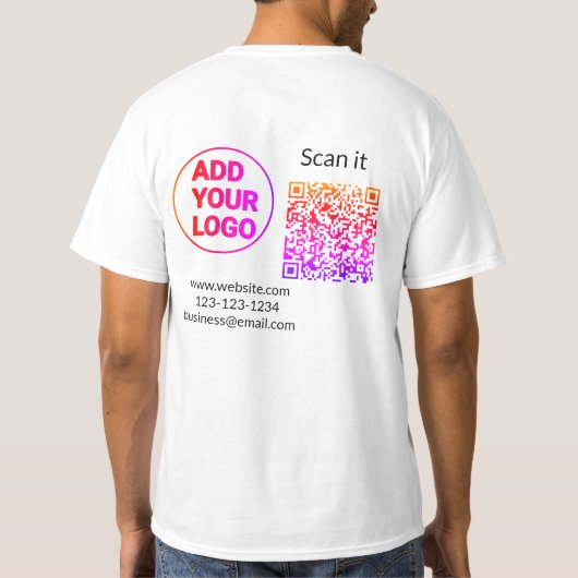 Minimaal enkelvoudig q r code add logo san code na t-shirt (Achterkant)