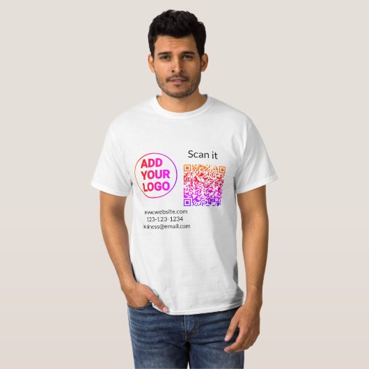Minimaal enkelvoudig q r code add logo san code na t-shirt (Voorkant volledig)