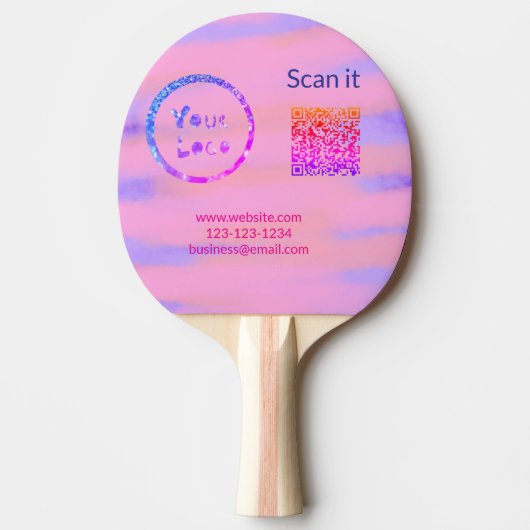 Minimaal enkelvoudig q r code add logo san code na tafeltennisbatje (Voorkant)