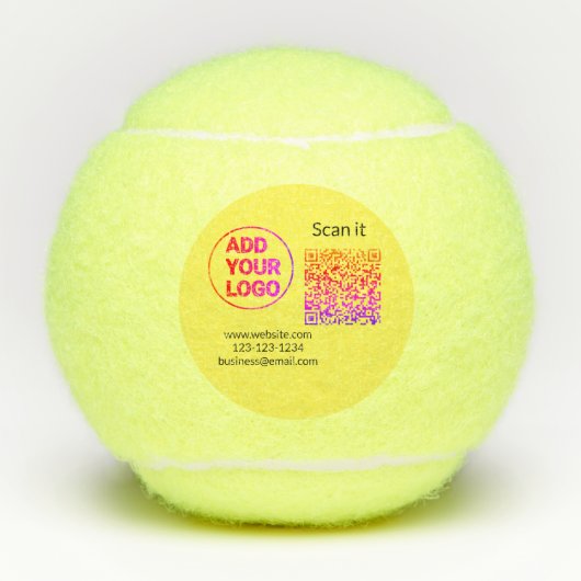 Minimaal enkelvoudig q r code add logo san code na tennisballen (Voorkant)