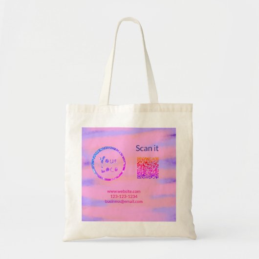 Minimaal enkelvoudig q r code add logo san code na tote bag (Voorkant)