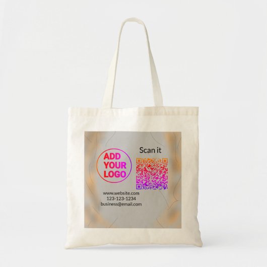 Minimaal enkelvoudig q r code add logo san code na tote bag (Voorkant)