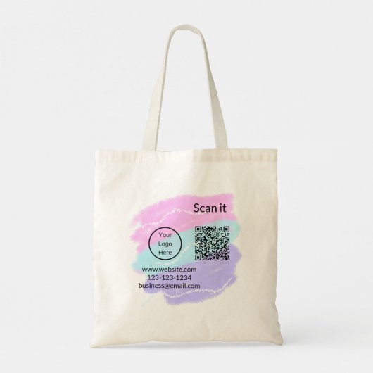 Minimaal enkelvoudig q r code add logo san code na tote bag (Achterkant)