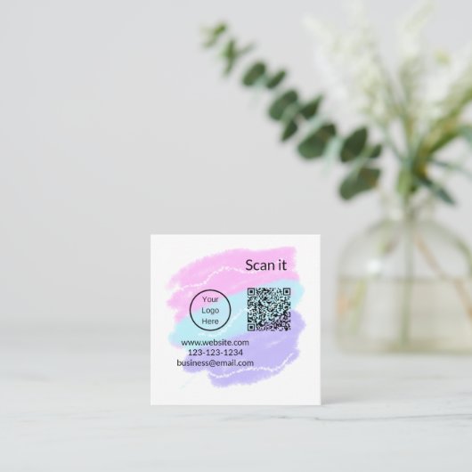 Minimaal enkelvoudig q r code add logo san code na vierkante visitekaartje (Staand voorkant)