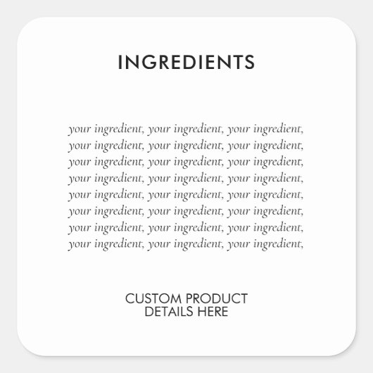 Minimaal etiket van ingrediënten (Voorkant)