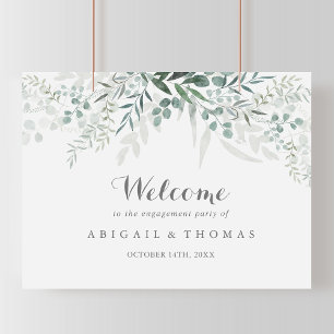 Minimaal Eucalyptus Engagement Party - Welkom Poster