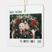 Minimaal Familie Foto Portret Kerstmis Keramisch Ornament (Links)
