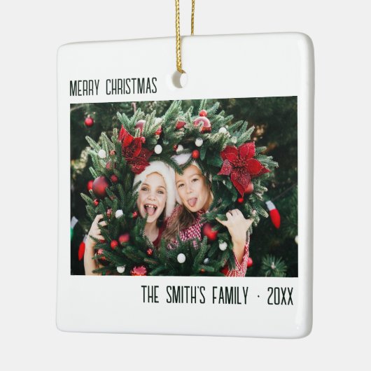 Minimaal Familie Foto Portret Kerstmis Keramisch Ornament (Links)