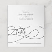 Minimaal Fancy Script "Tafel" Kalligrafie Bruiloft Plaatskaartje (Buitenkant ongevouwen)