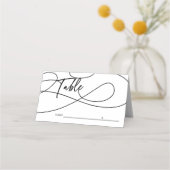 Minimaal Fancy Script "Tafel" Kalligrafie Bruiloft Plaatskaartje (Voorkant)