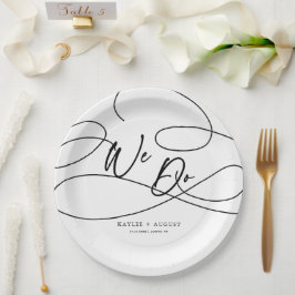 Minimaal Fancy script "we doen" kalligrafie bruilo Papieren Bordje