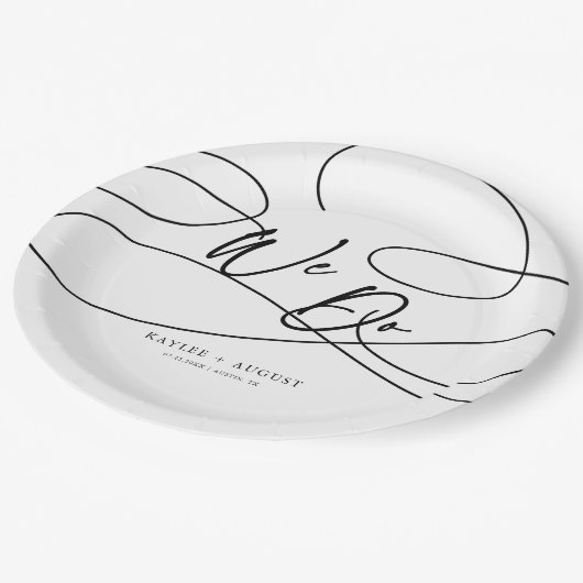 Minimaal Fancy script "we doen" kalligrafie bruilo Papieren Bordje (Gekanteld)