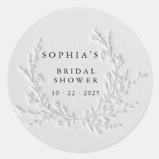 Minimaal Faux Blind Deboss Katoen Bruiloftsbrunch Ronde Sticker