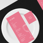 Minimaal felroze Wedding Bar menu<br><div class="desc">Deze elegante,  moderne bruidsmenu kaarten of repetitie diner menu kaarten hebben een eenvoudige tekst ontwerp,  met een minimalistische illustratie. Voeg uw initialen of monogram toe om ze volledig uw eigen te maken.</div>