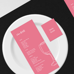 Minimaal felroze Wedding Bar menu