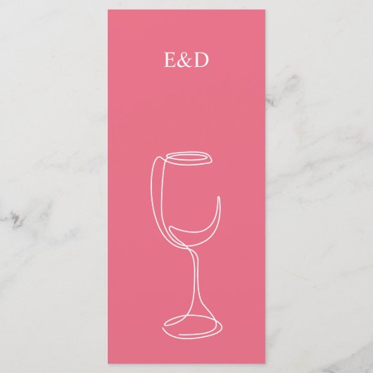 Minimaal felroze Wedding Bar menu (Achterkant)