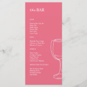 Minimaal felroze Wedding Bar menu (Voorkant)