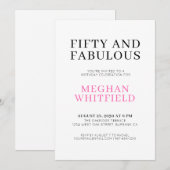 Minimaal Fifty and Fabulous 50e verpartijfeest Kaart (Voorkant / Achterkant)