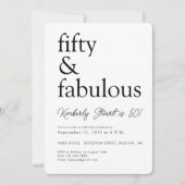 Minimaal Fifty and Fabulous 50ste verpartij Kaart (Voorkant)