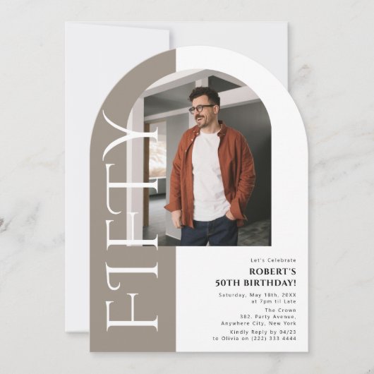 Minimaal FIFTY Arch Foto 50e verjaardag Kaart (Voorkant)