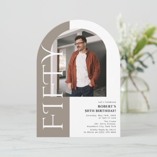Minimaal FIFTY Arch Foto 50e verjaardag Kaart (Staand voorkant)