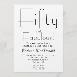 Minimaal Fifty en Fabulous 50ste verjaardagsfeest Kaart