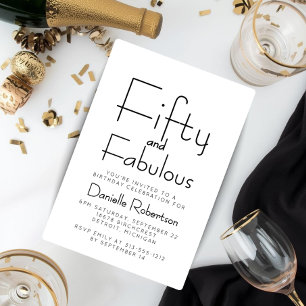 Minimaal Fifty en Fabulous 50ste verjaardagsfeest Kaart