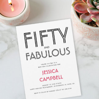 Minimaal Fifty en Fabulous 50ste verjaardagsfeest Kaart